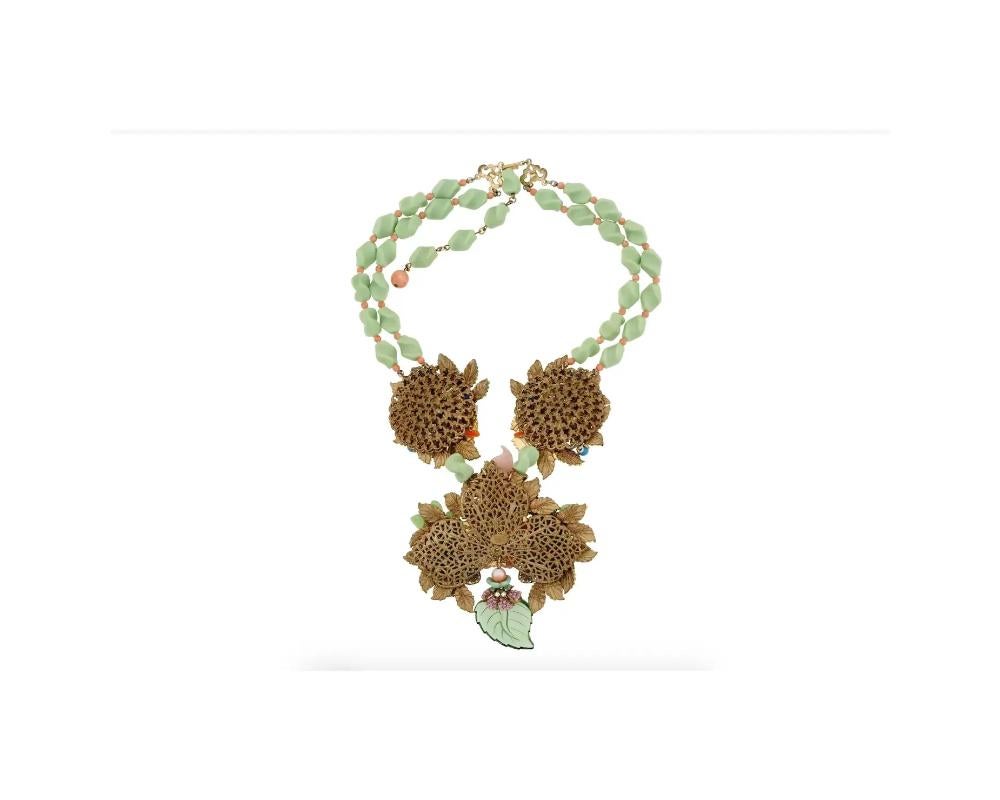 Große Stanley Hagler Nyc-Blumenhalskette mit Perlen-Halskette Damen im Angebot