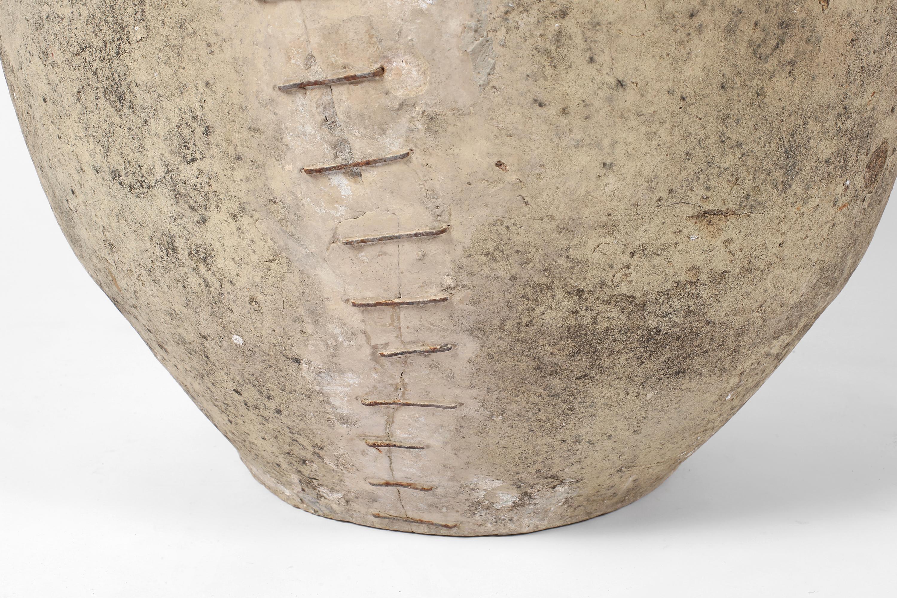 Large Stapled Southern Earthenware Wabi-Sabi Spanish Jar c. 1800 3