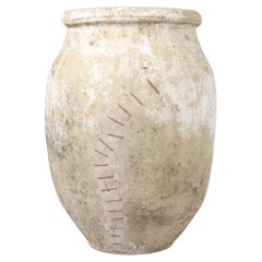 Gran jarra española Wabi-Sabi de barro del Sur c. 1800