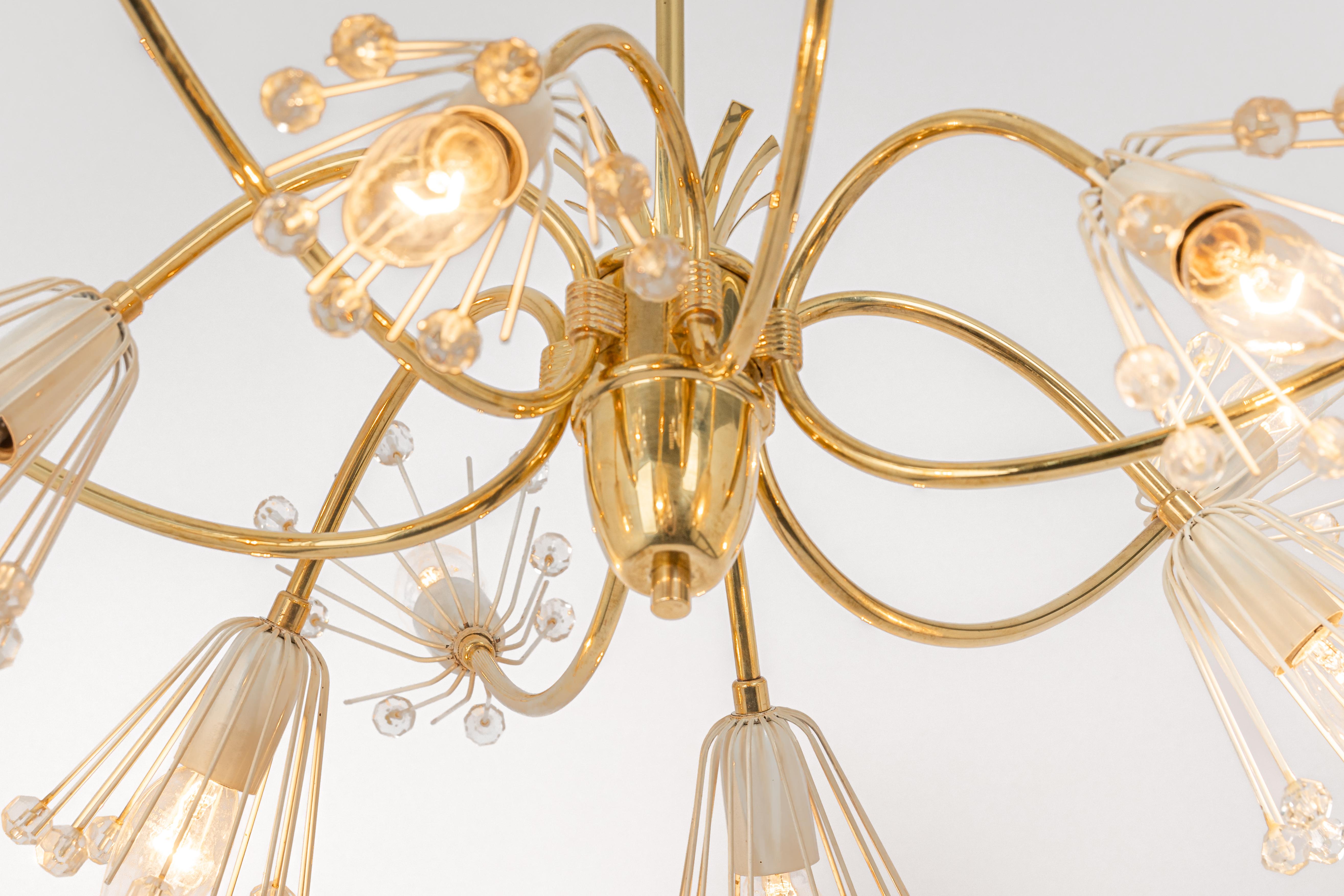 Large Starburst Brass Chandelier by Emil Stejnar, Austria, 1960s For Sale 2