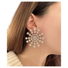 Pendientes Floret de Diamantes Starburst Grandes 10,00 quilates totales en Oro Blanco de 18k