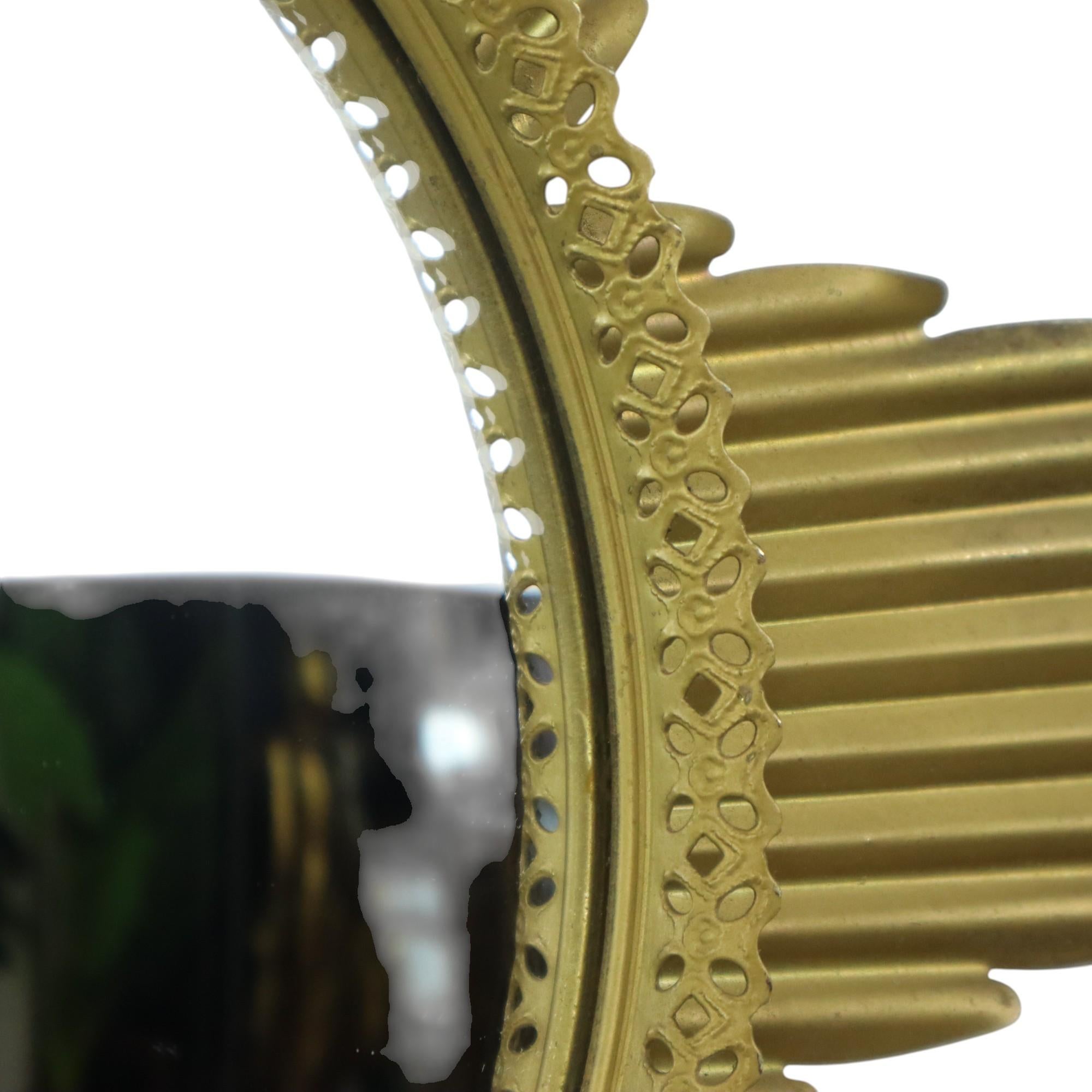 Large Starburst Sunburst Mirror Convex Gold Metal 4