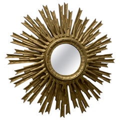 Large Starburst Sunburst Mirror Gilded Plastic, Made in Italy, circa 1960s