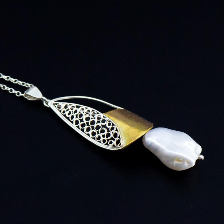 Perle Grand pendentif en filigrane en or, argent et perles pour la navigation de plaisance en vente