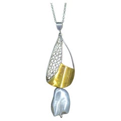 Large Statement Designer Nautical Gold Silver & Pearl Filigree Sailing Pendant