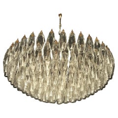Large Statement Murano Chandelier in the style of Carlo Scarpa with chrome fitti