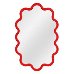 Large Statement Red Oval Wavy Mirror In Stock – Hvyli Oval 90 by oitoproducts