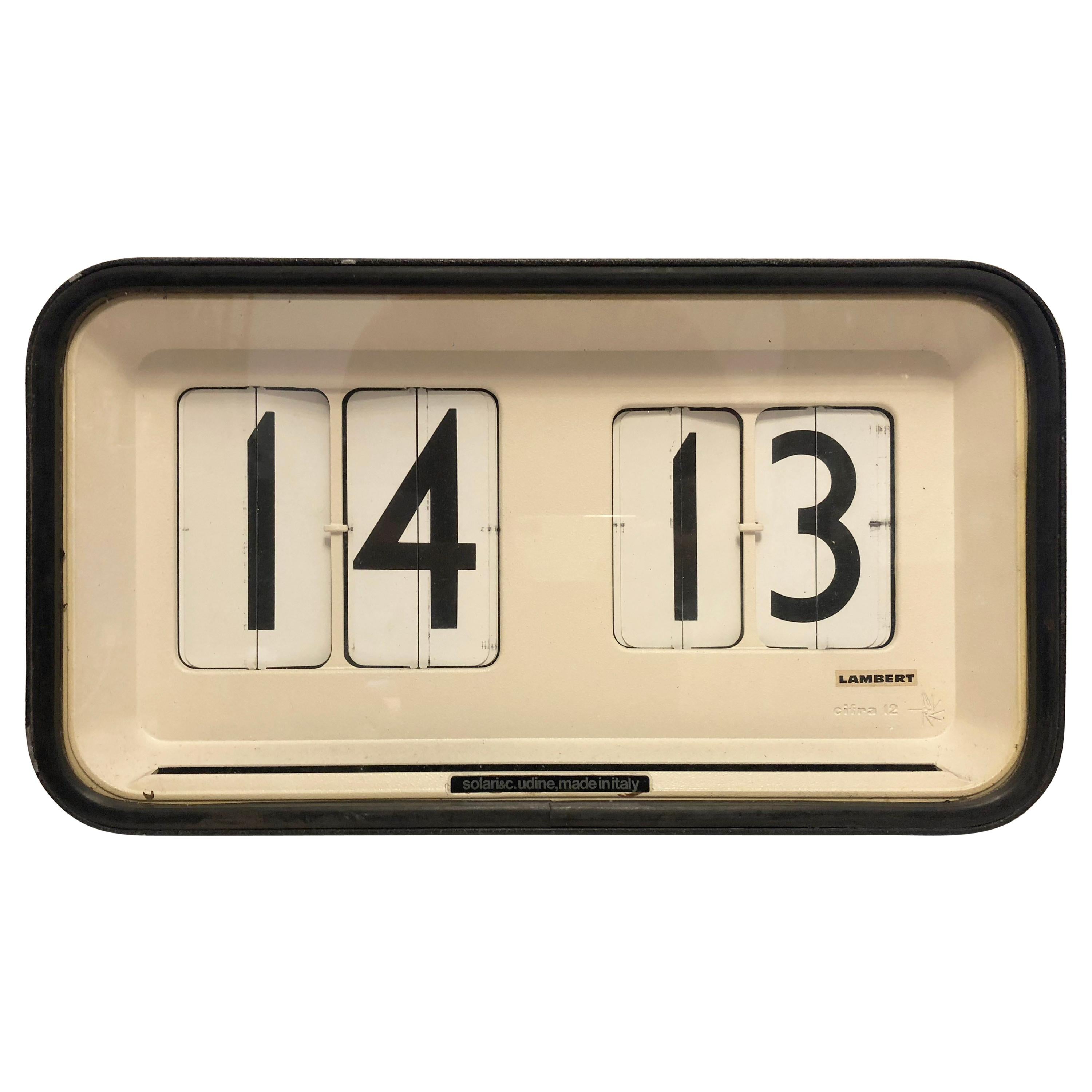 Cifra 3 Palette Clock by Gino Valle for Solari, Udine, 1960s