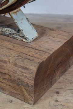 Large Station Clock on a beautiful piece of wood with 3 lights.