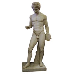 Vintage Large statue of a discus thrower in marble