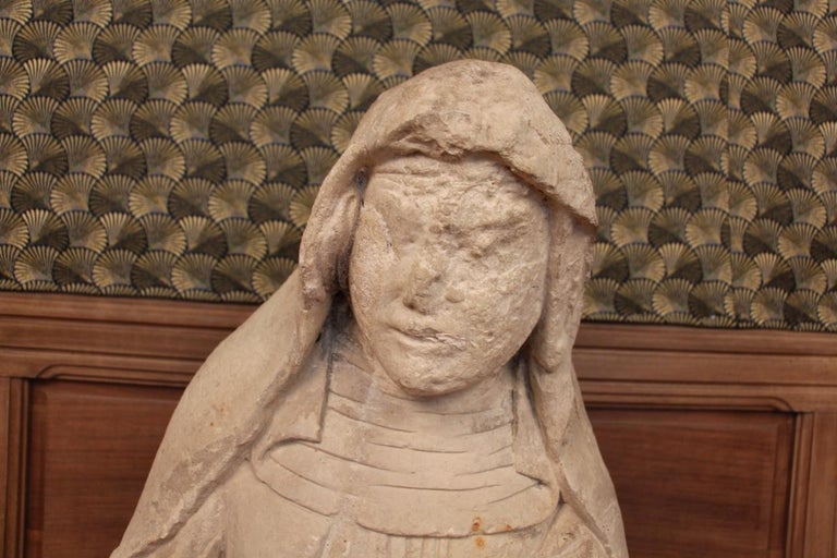 Large Statue of Saint Anne in Limestone XVth For Sale at 1stDibs