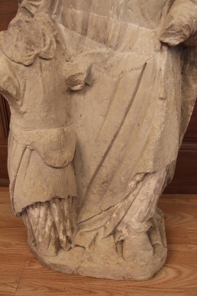 Large Statue of Saint Anne in Limestone XVth For Sale at 1stDibs