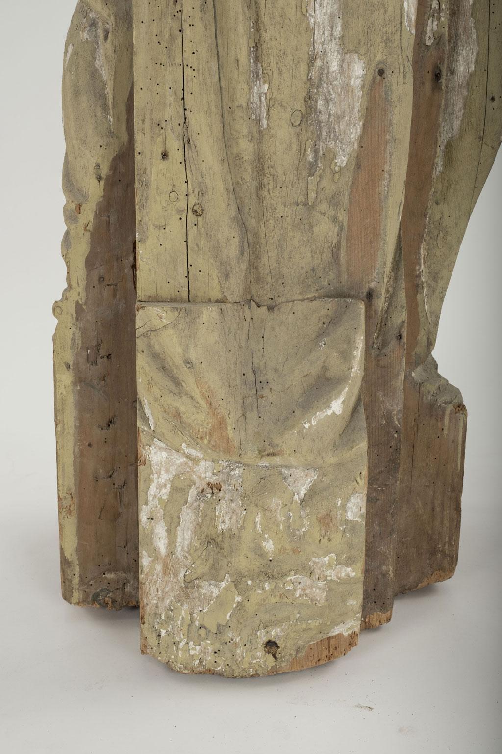 Große handgeschnitzte Statue des Heiligen aus Holz im Angebot 4