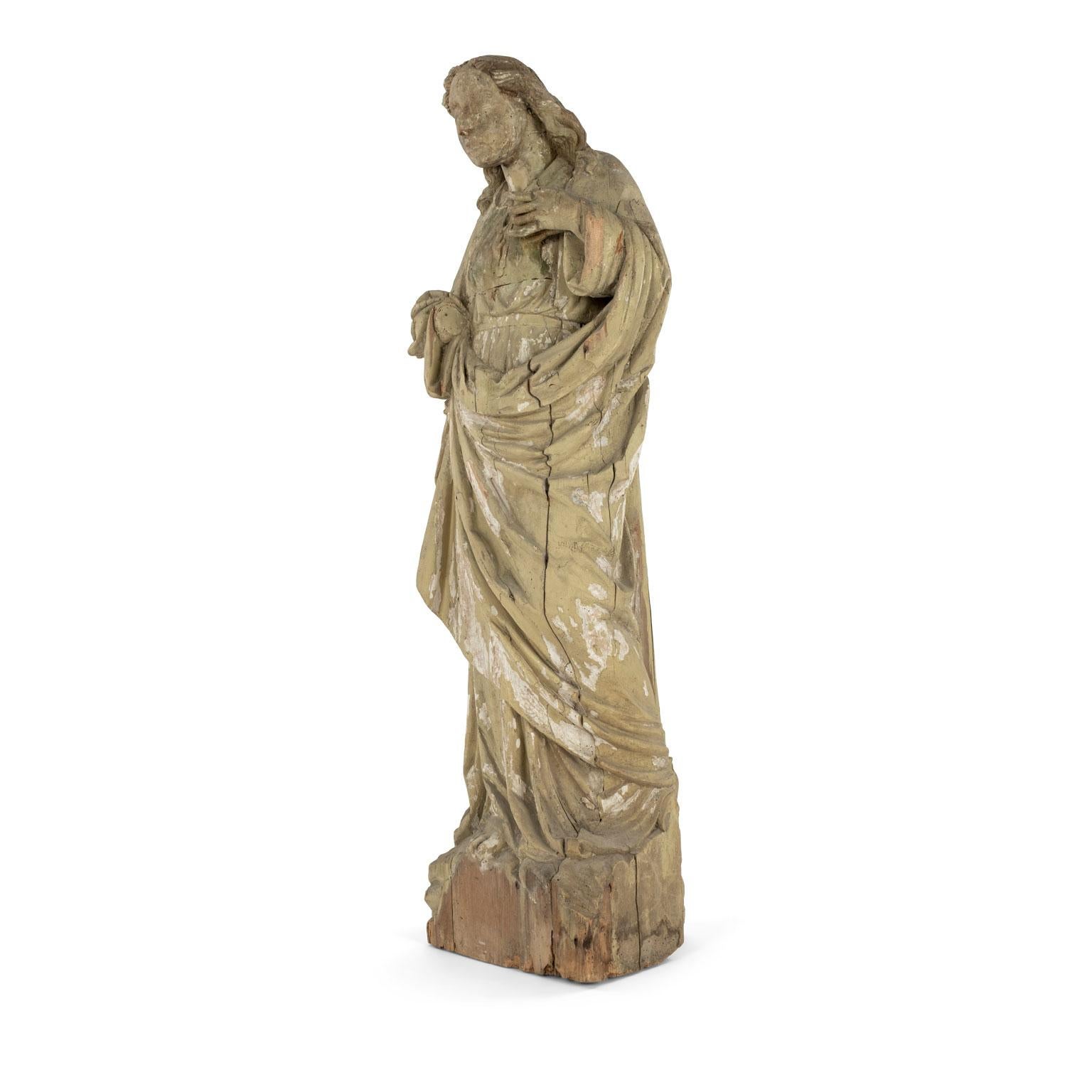 Large Statue of Saint Hand Carved in Wood For Sale 5