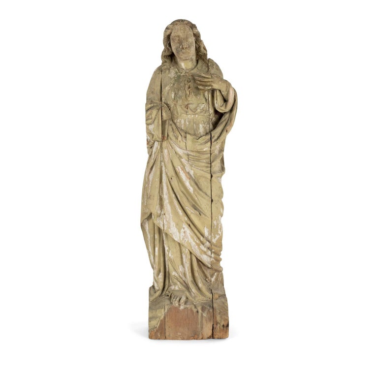 Large Statue of Saint Hand Carved in Wood For Sale at 1stDibs wooden