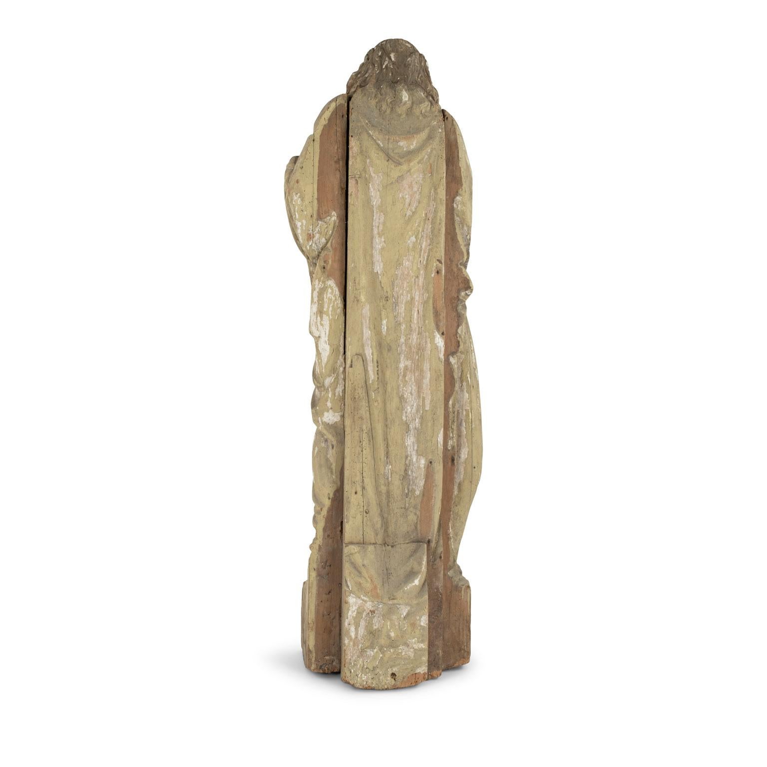 Large Statue of Saint Hand Carved in Wood For Sale 1