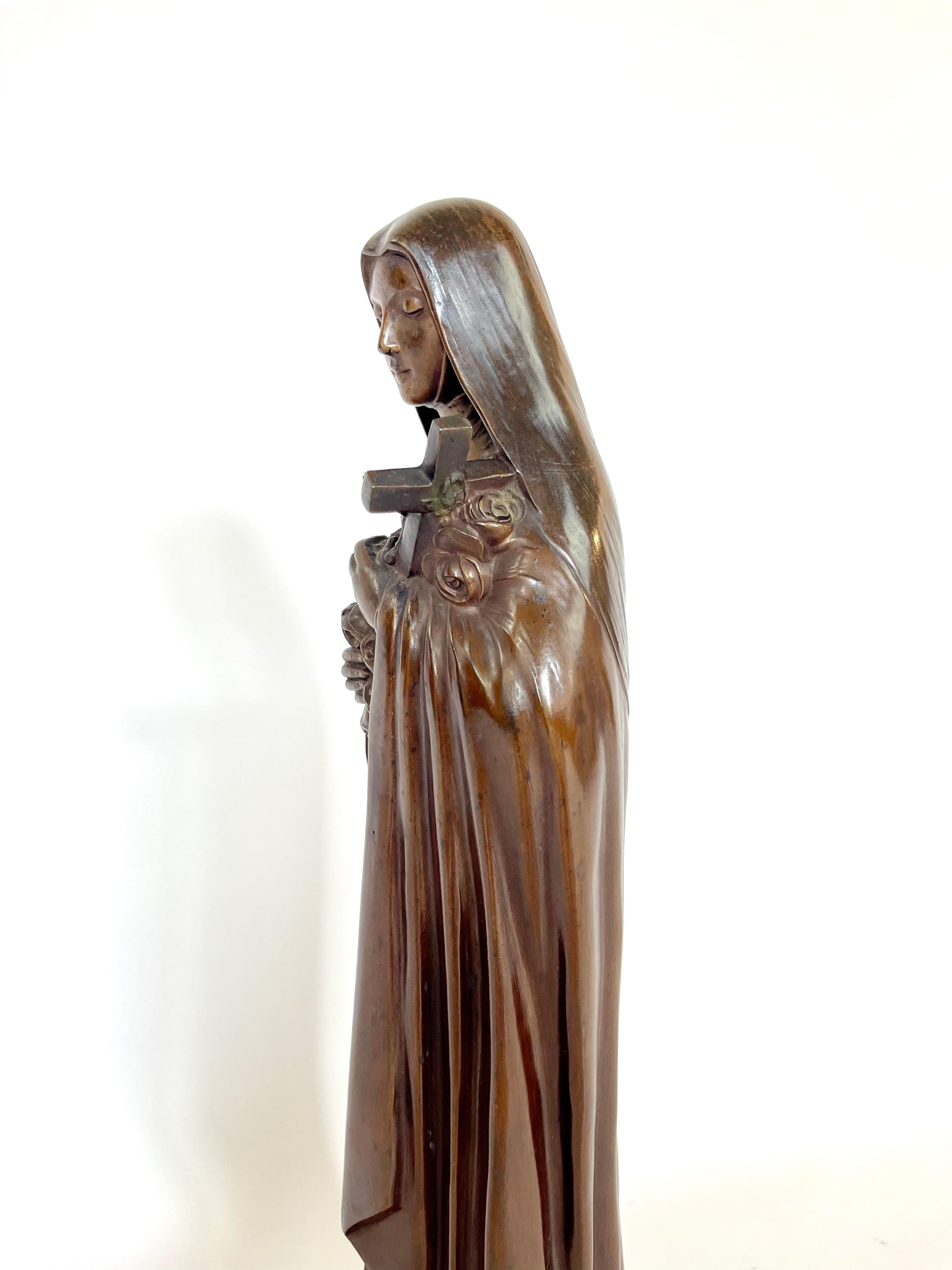 Large statue the Holy Virgin signed Raphael Peyre 19th In Excellent Condition In LA FERTÉ-SOUS-JOUARRE, FR