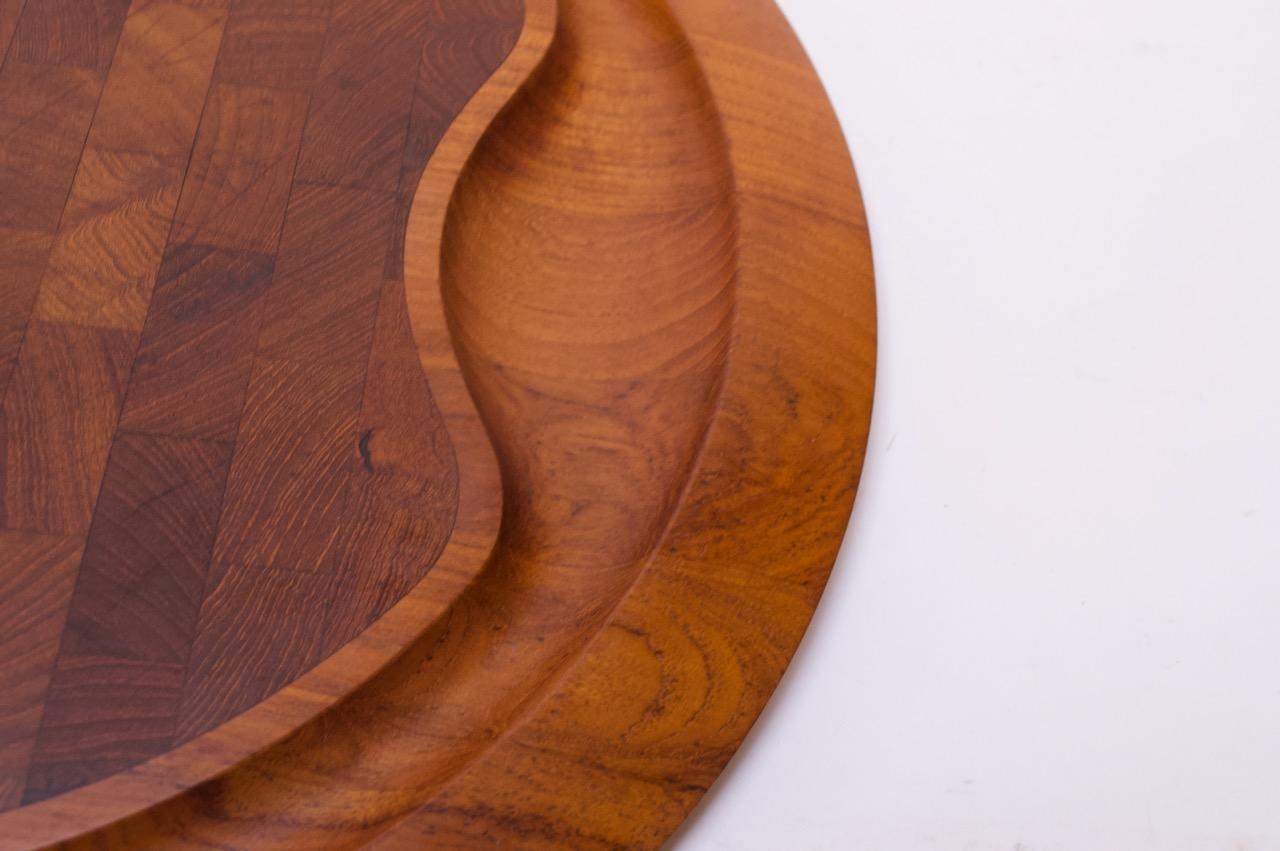 Large Staved Teak Cutting Board / Tray by Jens Quistgaard for Dansk In Good Condition In Brooklyn, NY