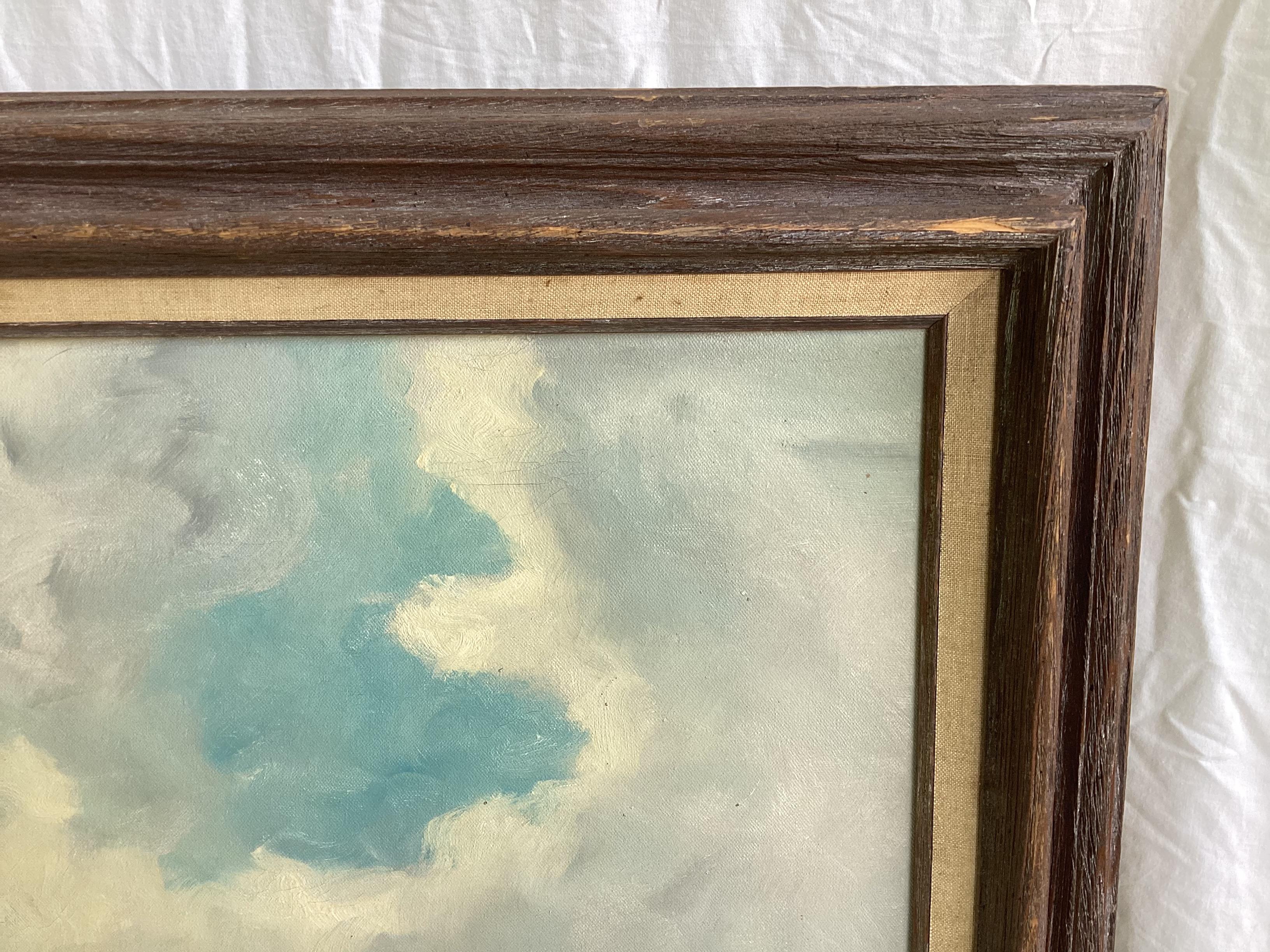 Hand-Painted Large Steam Ship in Harbor Oil Painting on Canvas Signed H Peters, Framed For Sale