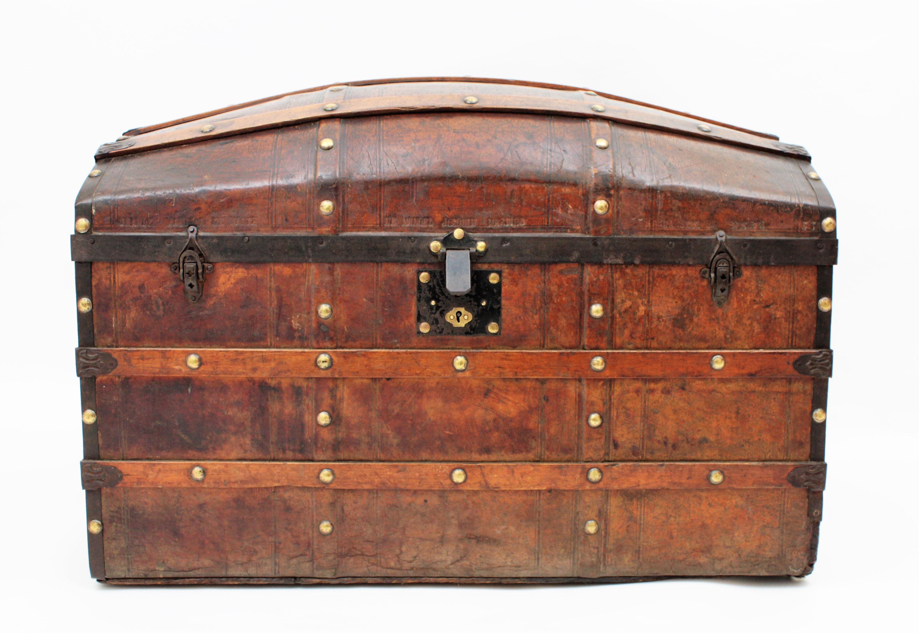 American Colonial Large Steamer Trunk