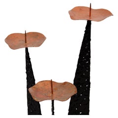 Großer brutalistischer Stehleuchter aus Stahl und Kupfer, 1970er Jahre