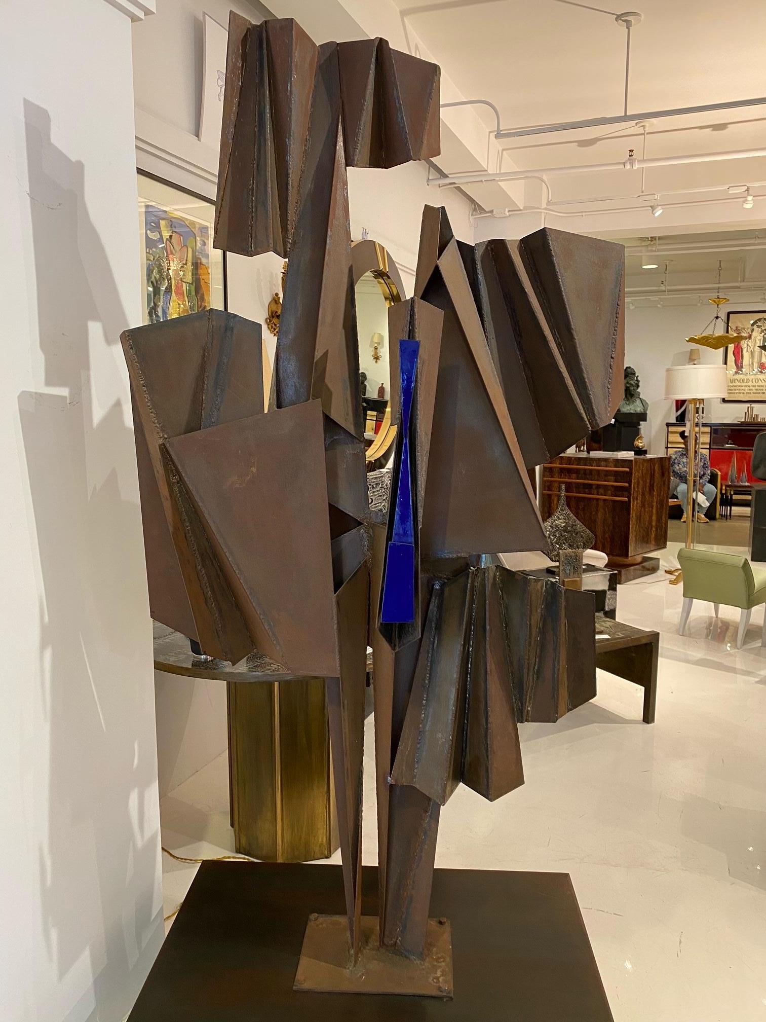 Acciaio Scultura astratta monumentale in stile astratto e smalto  da Alan Goldstein in vendita