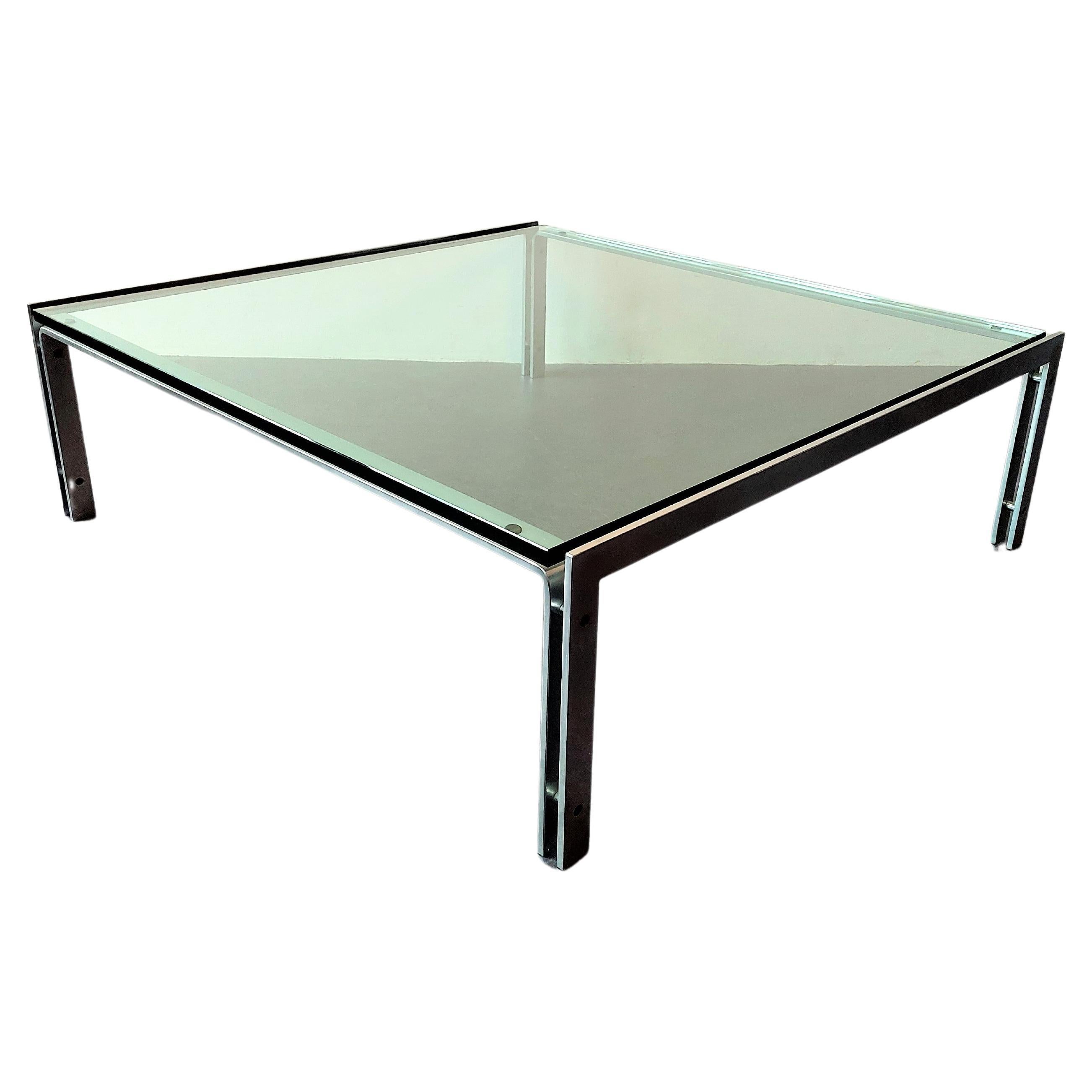 Grande table basse M1 en acier et verre de Hank Kwint pour Metaform, années 1980