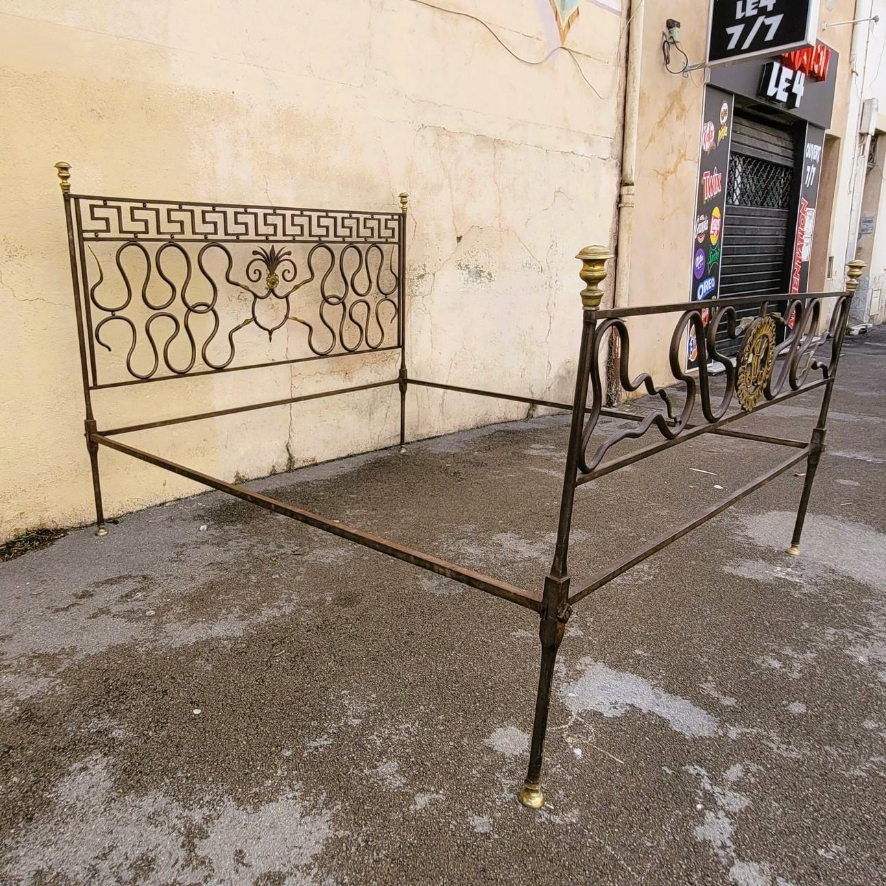 Louis XVI Large Steel Bed With Snakes, Early 19th Century