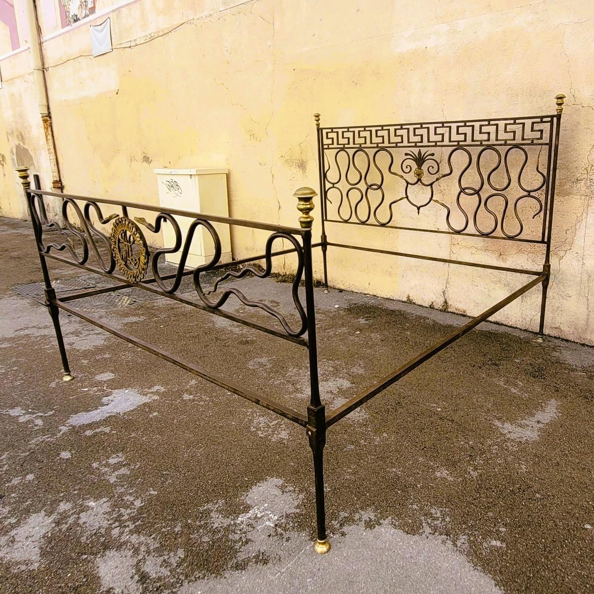 European Large Steel Bed With Snakes, Early 19th Century