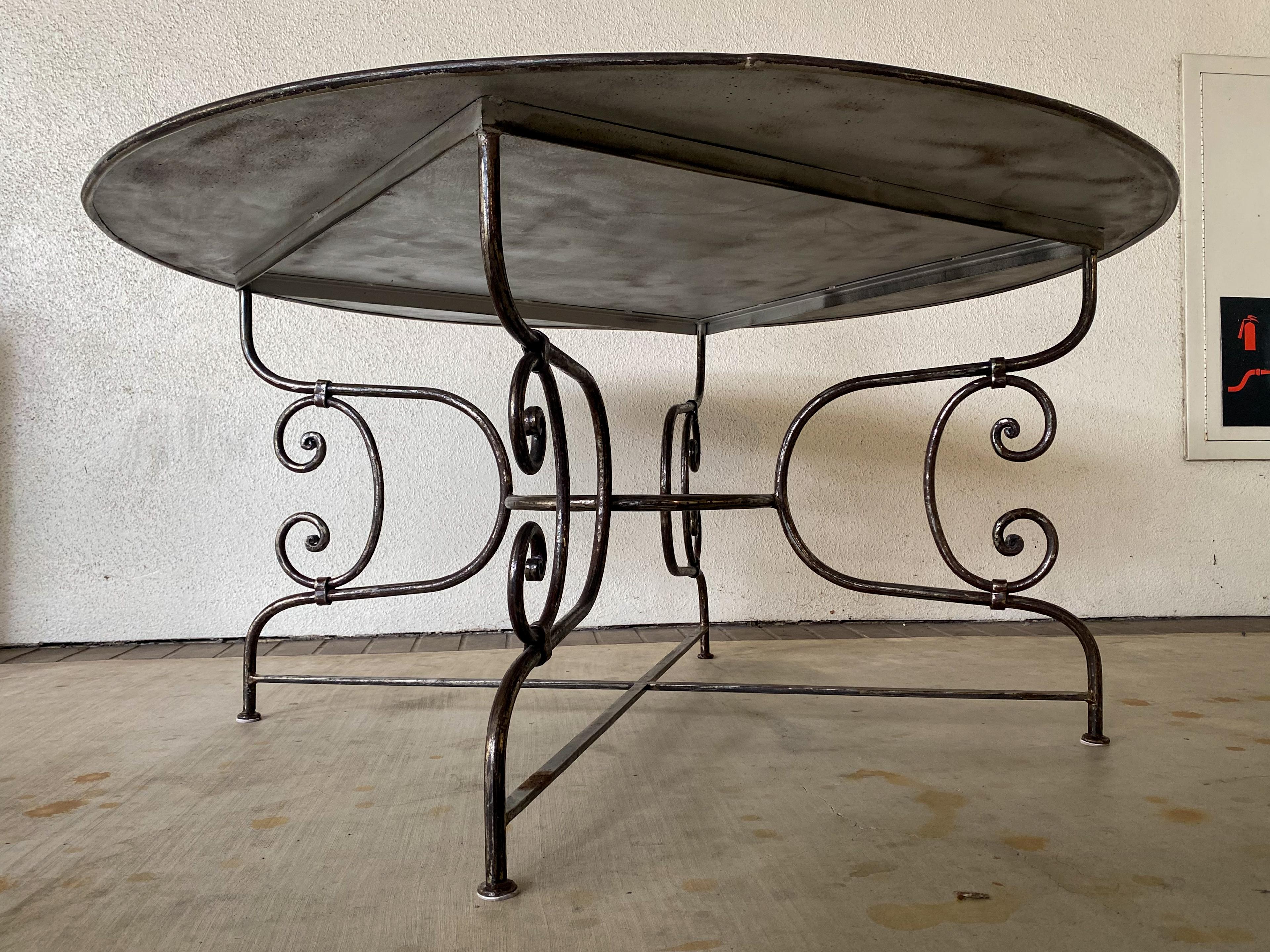 Turned Large Steel Bistro Table For Sale