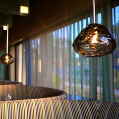 Large Steel Blue Happy Pendant Light, Line Volt, Hand Blown Glass -Made to Order