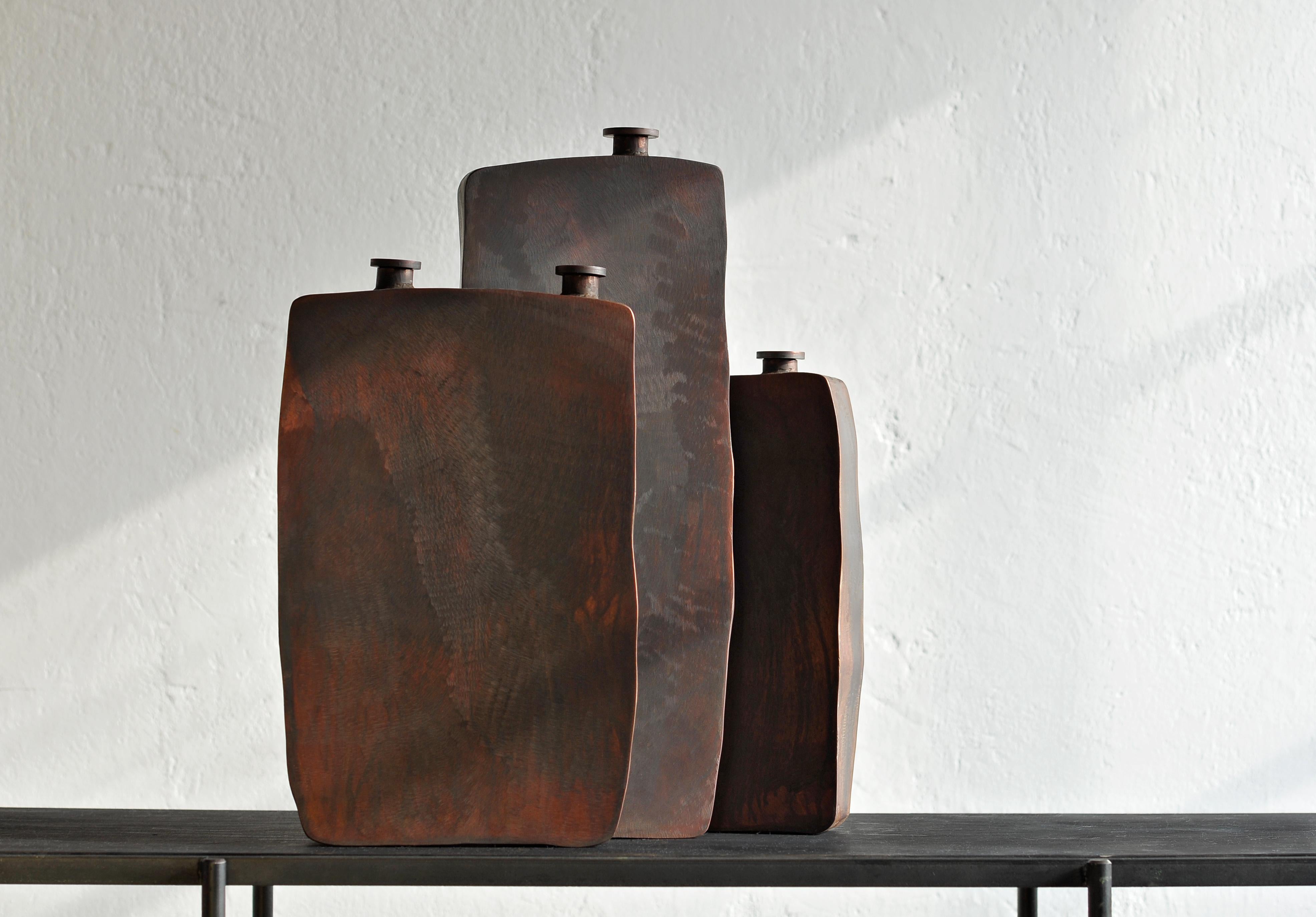 European Large Steel Brown Bottle by Lukasz Friedrich