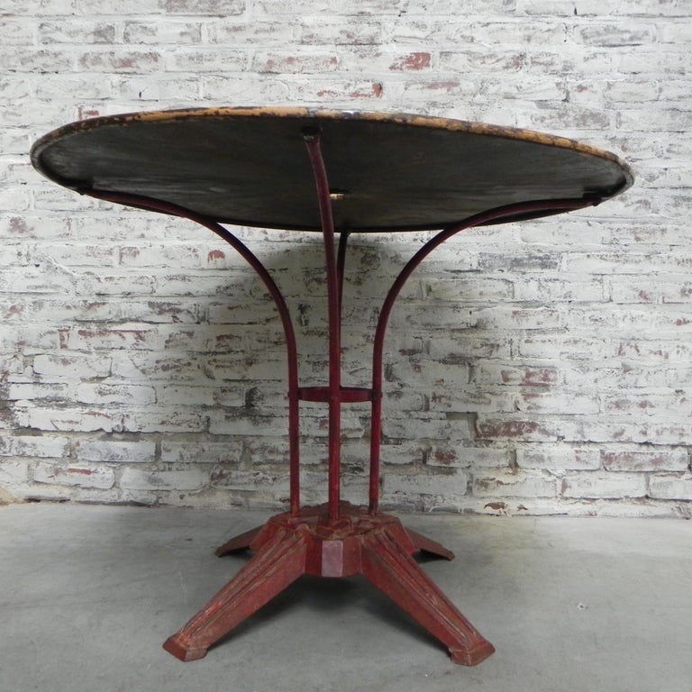 Large Steel Garden Table, Bistro Table on Cast Iron Base For Sale at