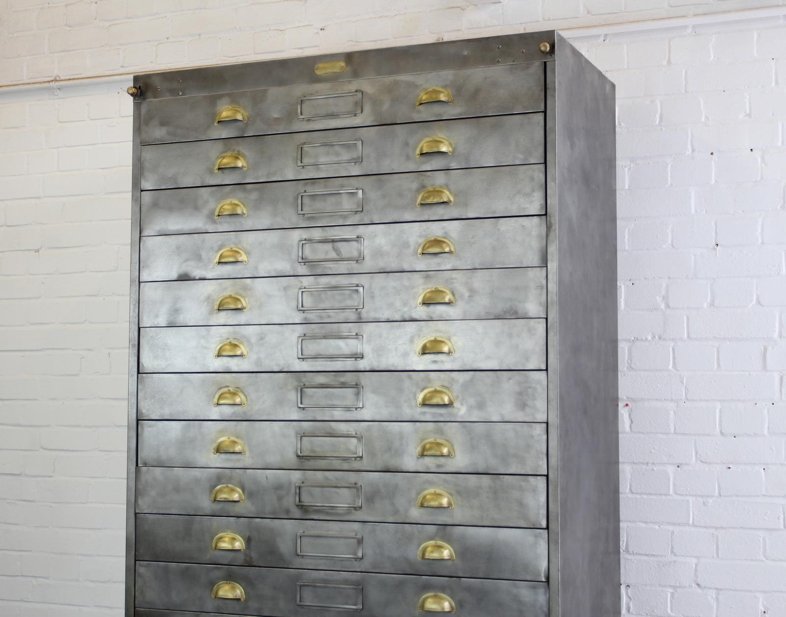 Large Steel Industrial Factory Drawers, circa 1930s 5