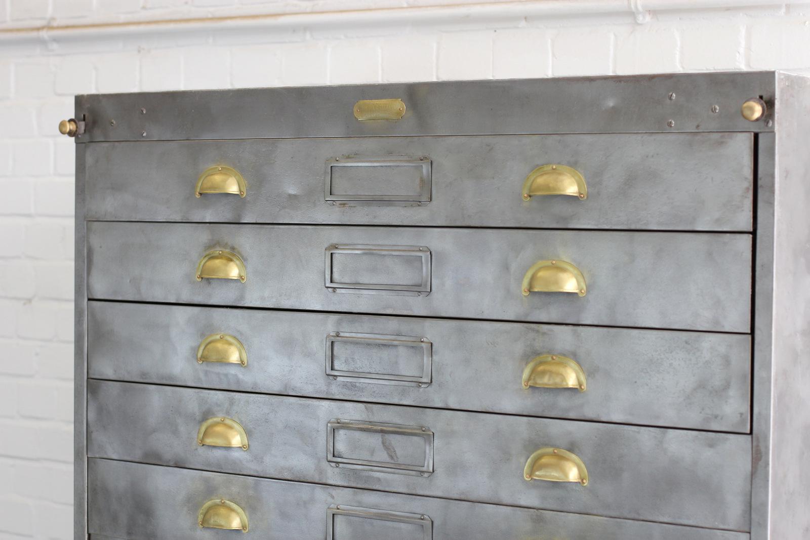 Large Steel Industrial Factory Drawers, circa 1930s 2