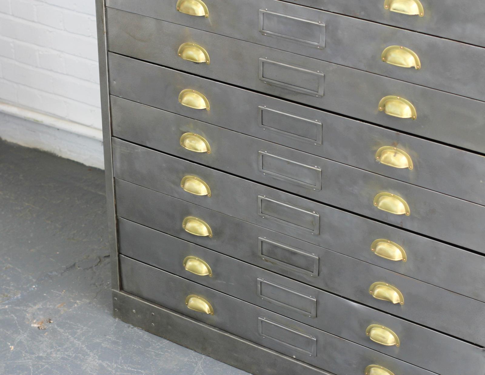 Large Steel Industrial Factory Drawers, circa 1930s 4