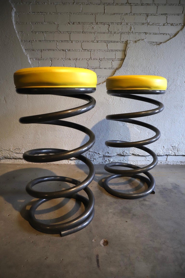 Large Steel Spring Barstools by Helix at 1stDibs