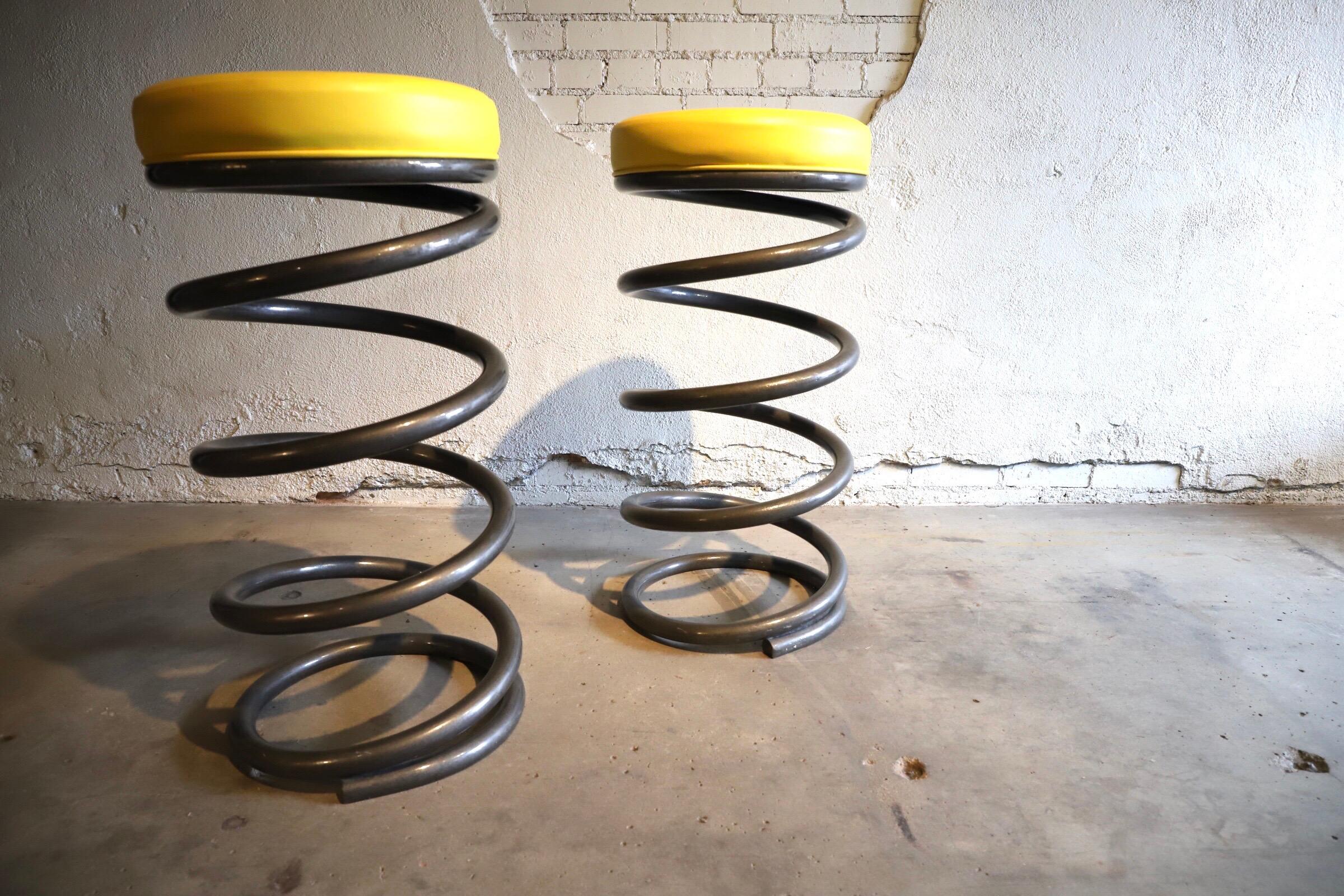 Add a pop of color to your kitchen or bar top! These bright yellow and dark grey spring barstools by Helix are both unique and incredibly sturdy. With a little give and little bounce, enjoying a bowl of cereal or a cold one won't be the same.