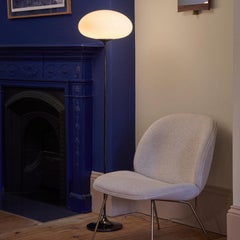 Large 'Stemlite' Opal Glass Floor Lamp in Black Chrome by Bill Curry for GUBI