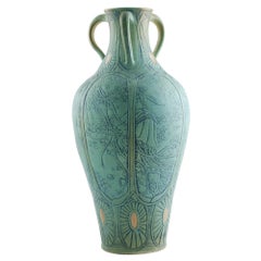 Large Stephanie Young Calmwater Designs Jellyfish Motif Carved Porcelain Vase