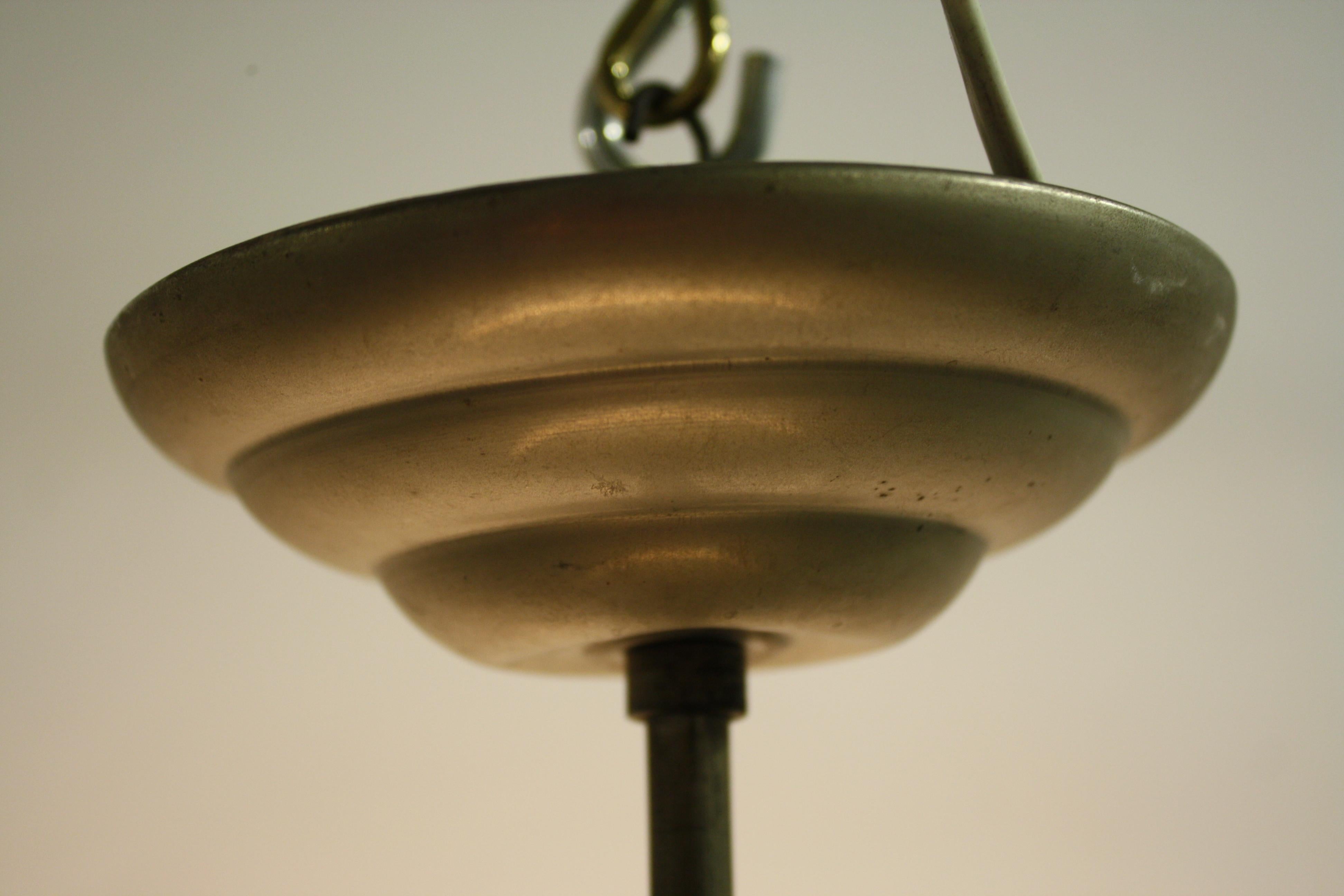 Large Stepped Opaline Pendant Light, 1930s 2