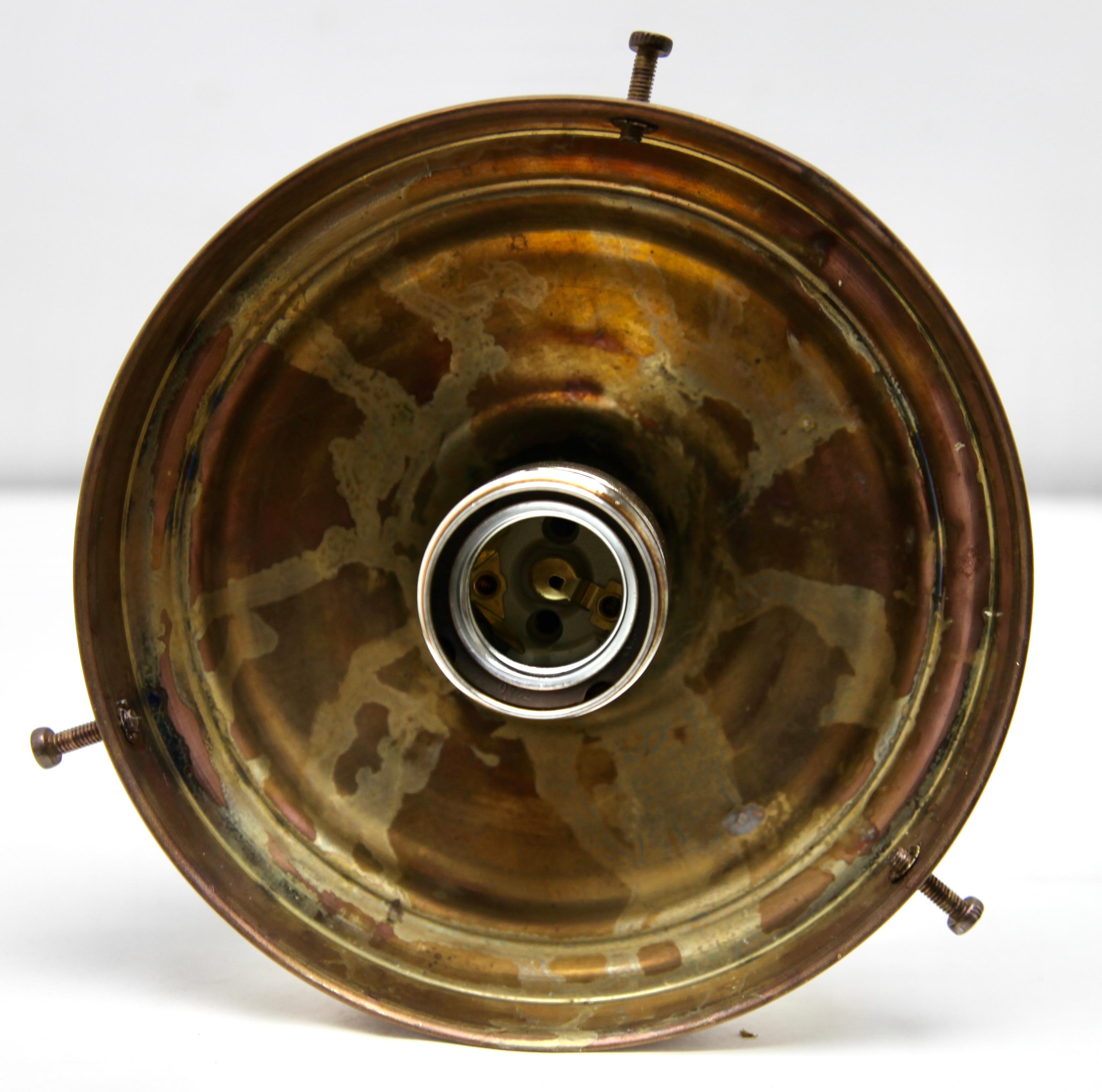 Large Stepped Satin Glass and Brass Fittings Pendant Light, 1930s 7
