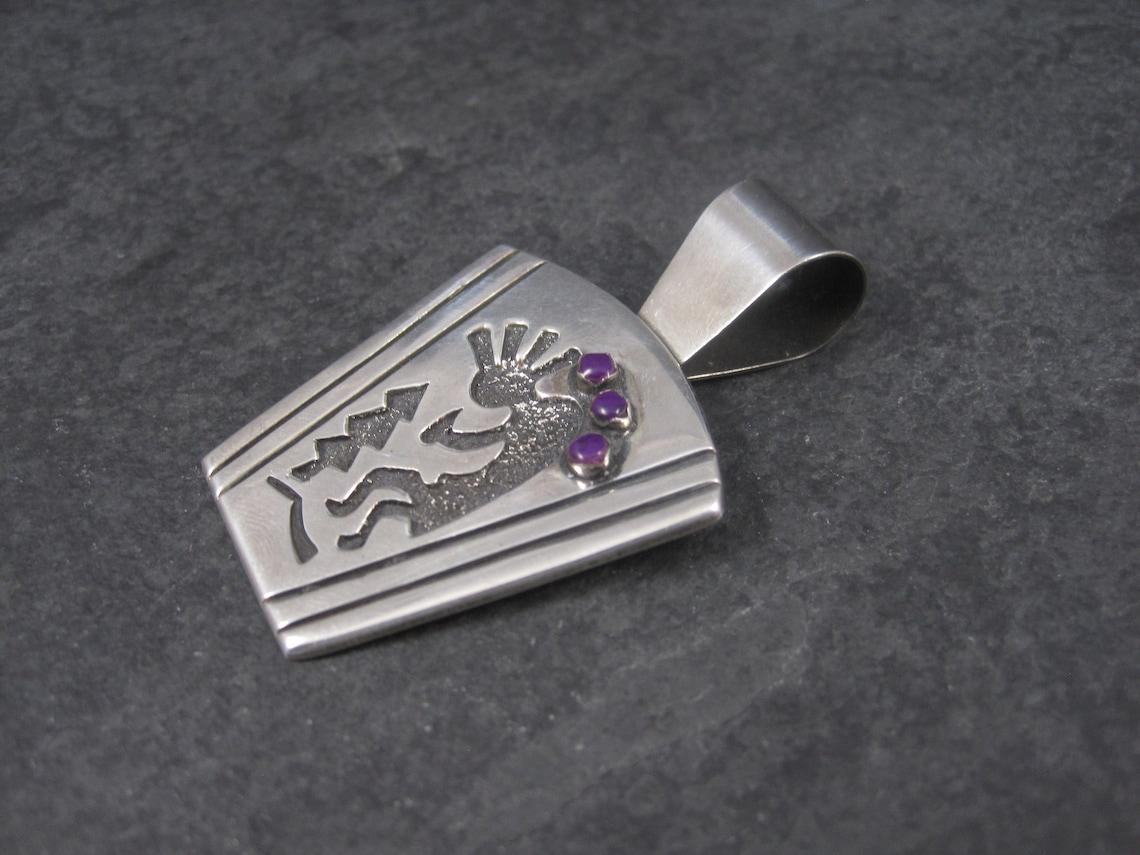 Large Sterling Kokopelli Sugilite Pendant Mexican Silver For Sale 1