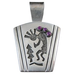 Large Sterling Kokopelli Sugilite Pendant Mexican Silver
