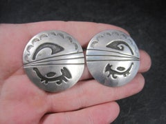 Large Sterling Native American Hopi Earrings Signed