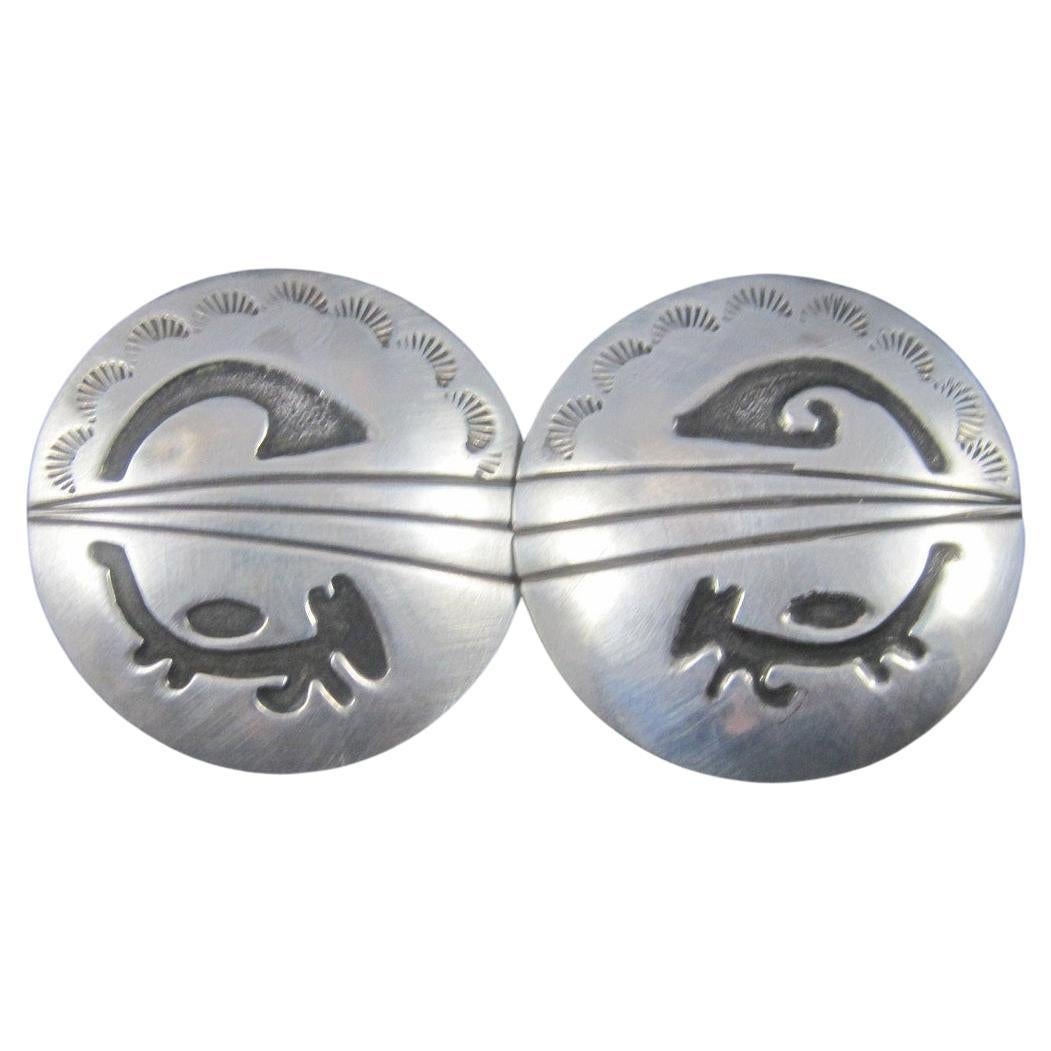 Grandes boucles d'oreilles Hopi amérindiennes en argent sterling signées