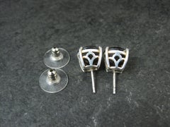 Large Sterling Silver 9 Carat Black Tourmaline Stud Earrings