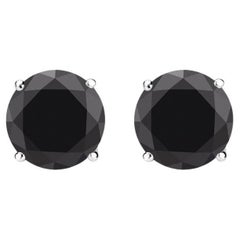 Large Sterling Silver 9 Carat Black Tourmaline Stud Earrings
