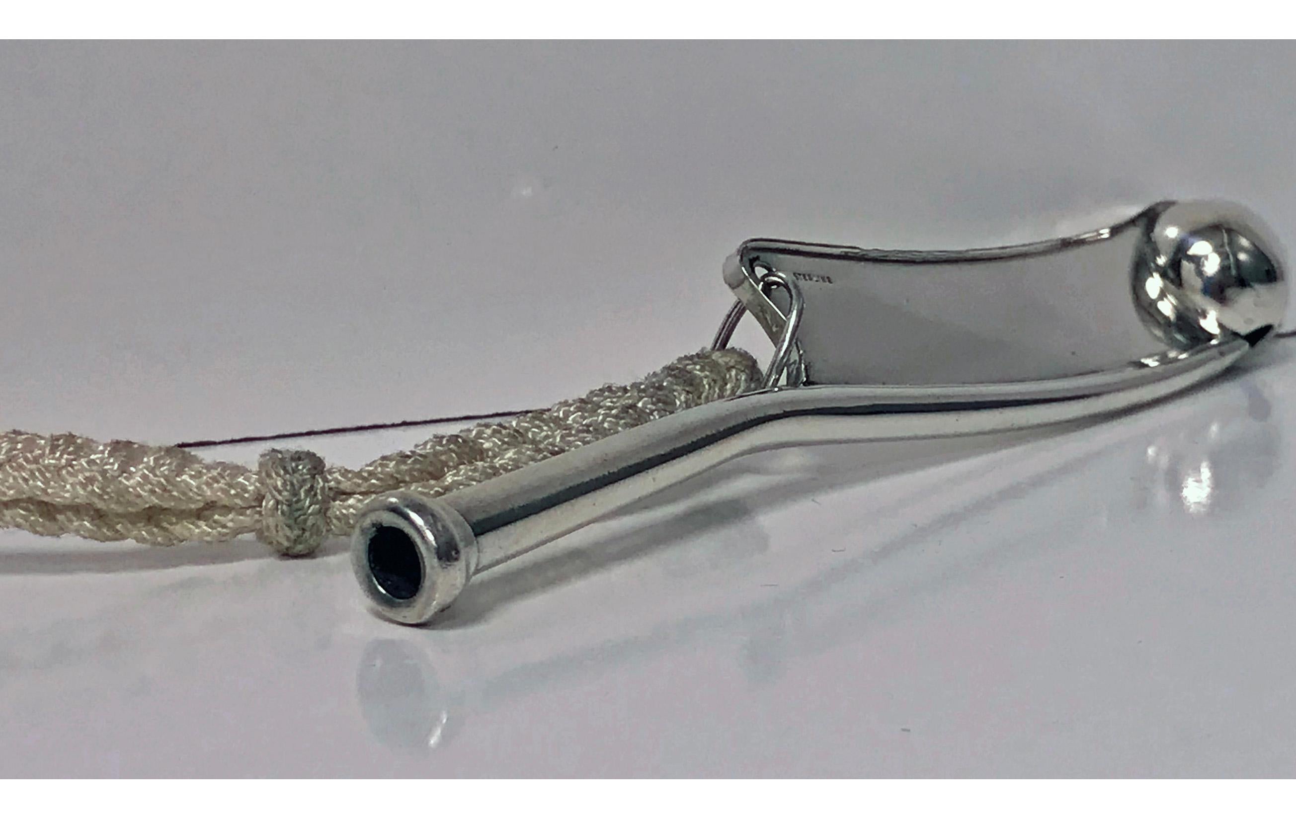 Large Sterling Silver Bosun’s Boatswain Whistle, American, circa 1920 In Good Condition In Toronto, Ontario