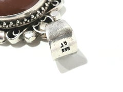Large Sterling Silver Carnelian and Garnet Pendant